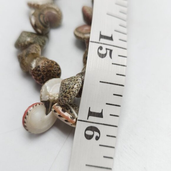 Natural Gray Hawaiian Umbonium Sea Shell Beaded Necklace Lei No Clasp Bohemian - Picture 7 of 7